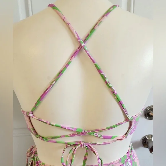 Cabana Del Sol Women's 2 Piece Bikini Swimsuit Set Purple Floral Sz L Beach - Picture 6 of 6